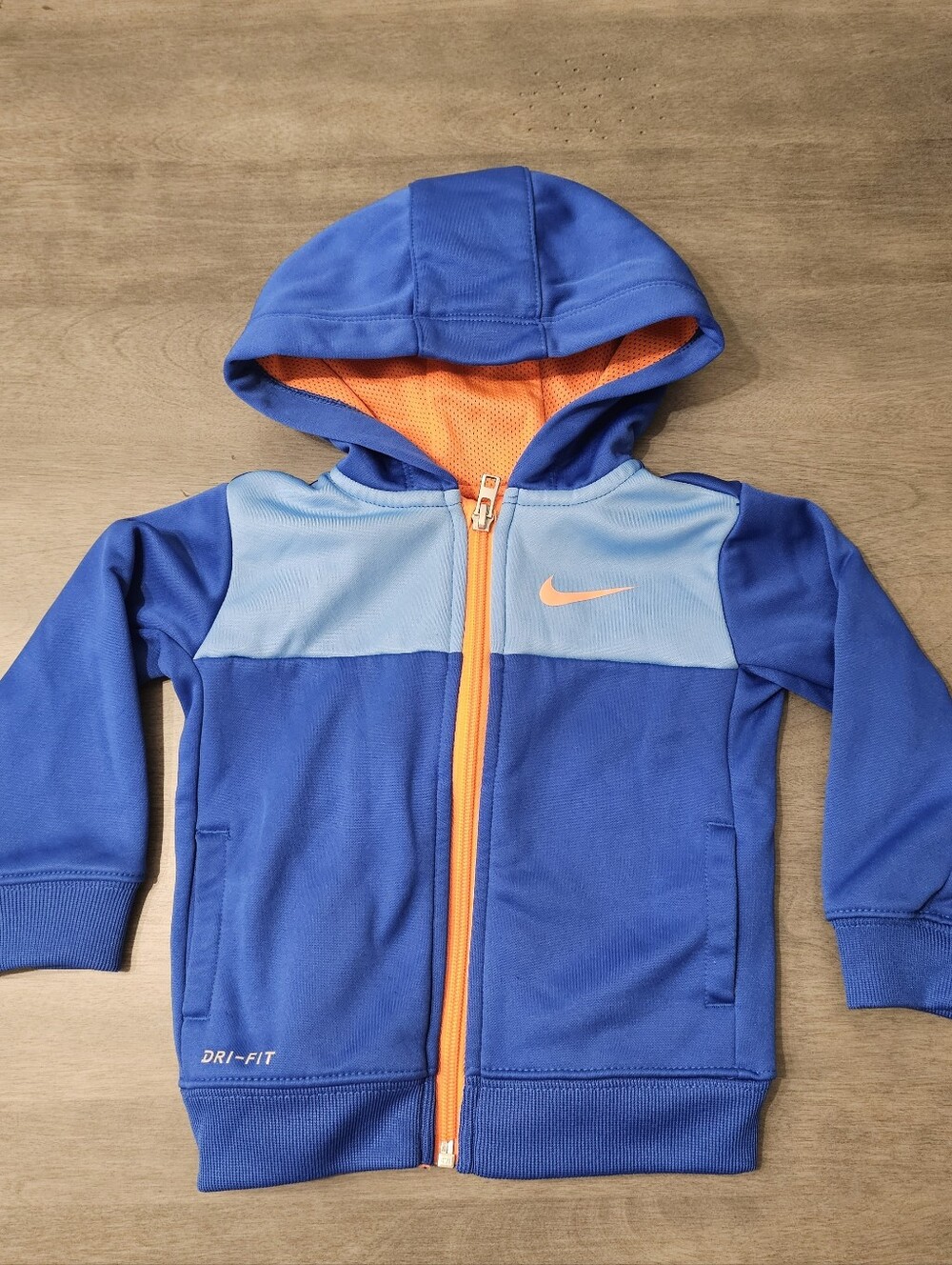 Nike Boys Blue & Orange Dri-FIT Zip Hoodie- 18 Month